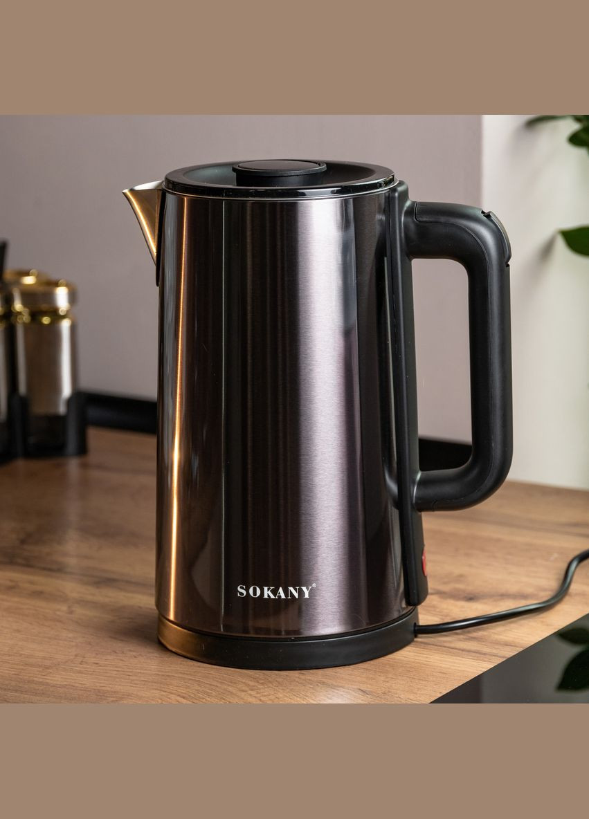 Электрочайник с вращением на 360° SK-09018 дисковый чайник с фильтром 3л 2000Вт Шоколадный Sokany (316173228)