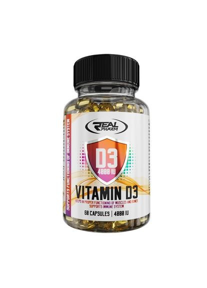 Витамины и минералы Vitamin D3 4000 IU, 60 капсул Real Pharm (333339303)