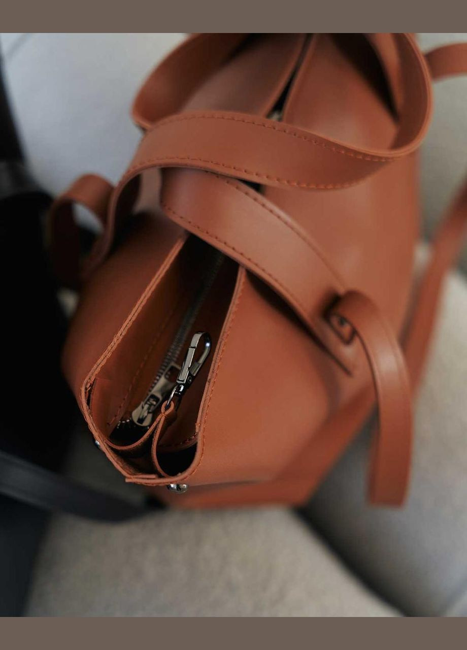 Жіноча сумка-трансформер із чотирма ручками на одне відділення з екошкіри рудого кольору «Лінда» WeLassie (298921045)