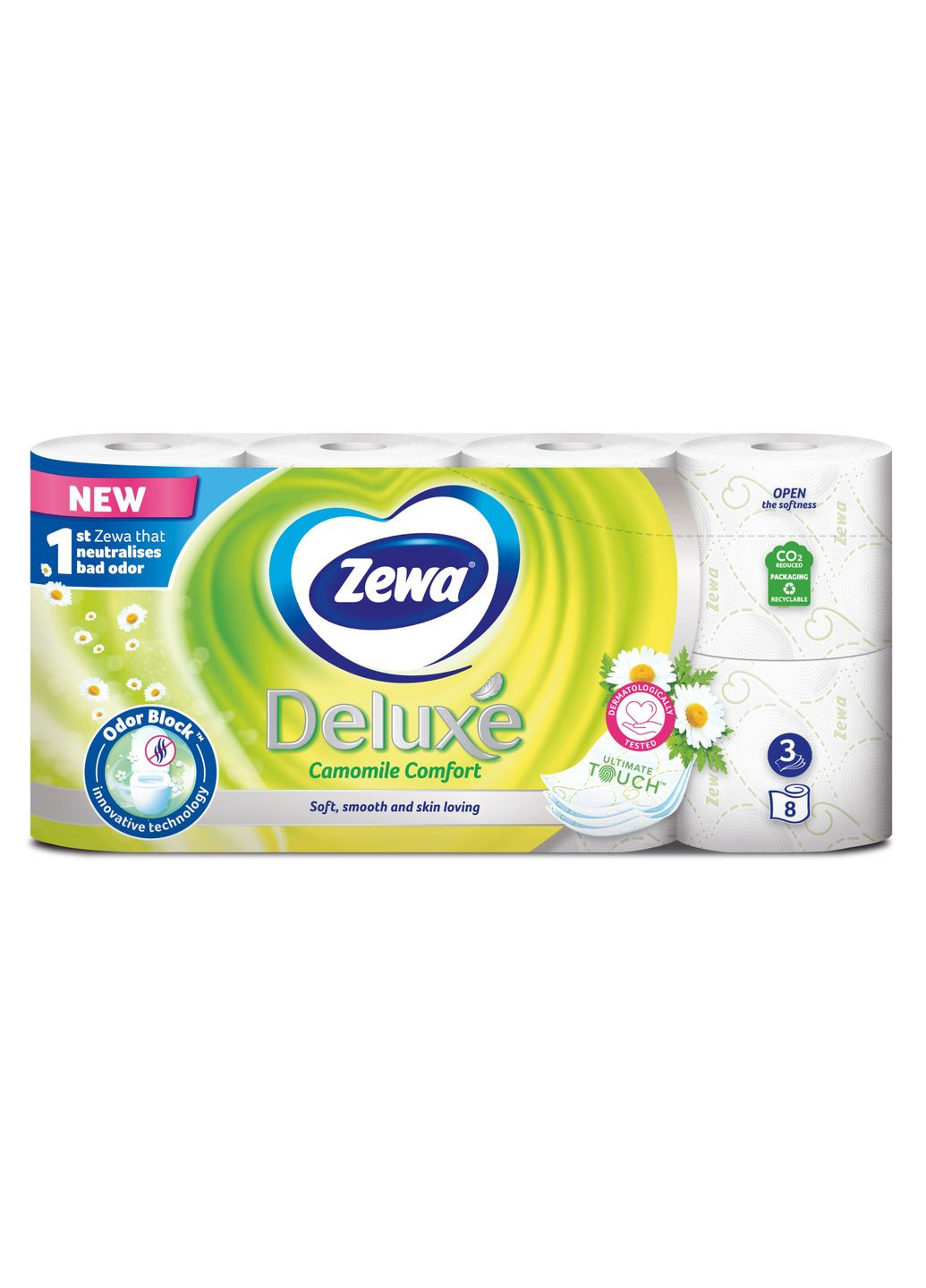 Туалетний папір Deluxe Ромашка тришаровий, 8 рулонів Zewa 40865 (328230435)