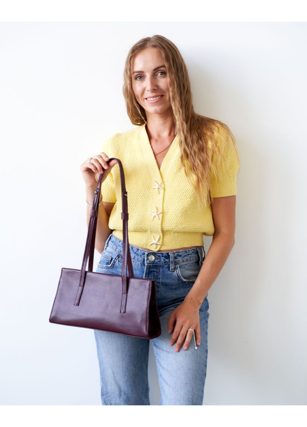 Женская бордовая сумочка из натуральной кожи для прогулок и повседневного использования маленькая ProDobro (367267210)