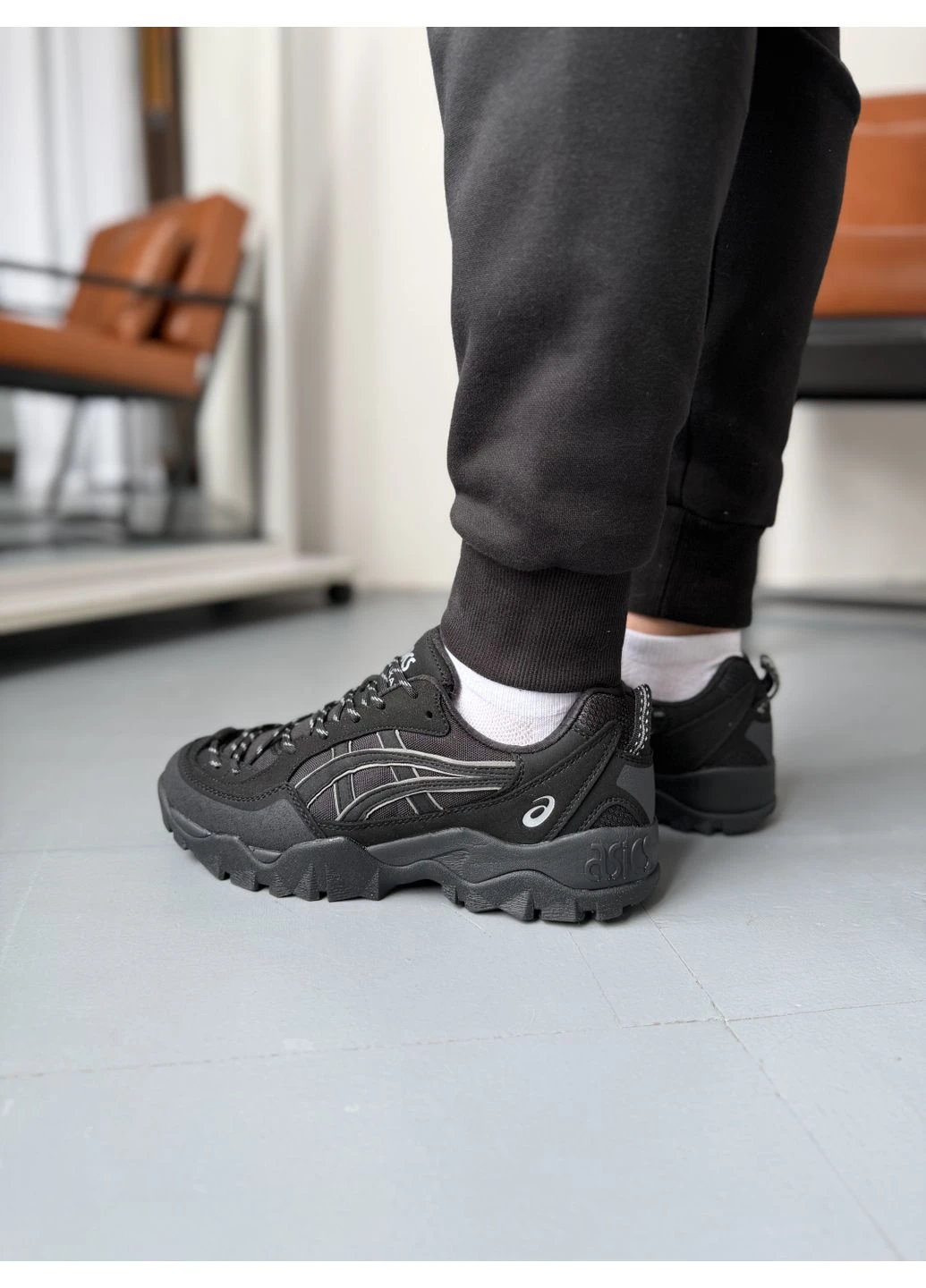 Черные летние кроссовки asics gel-pickax black ii асикс гель No Brand