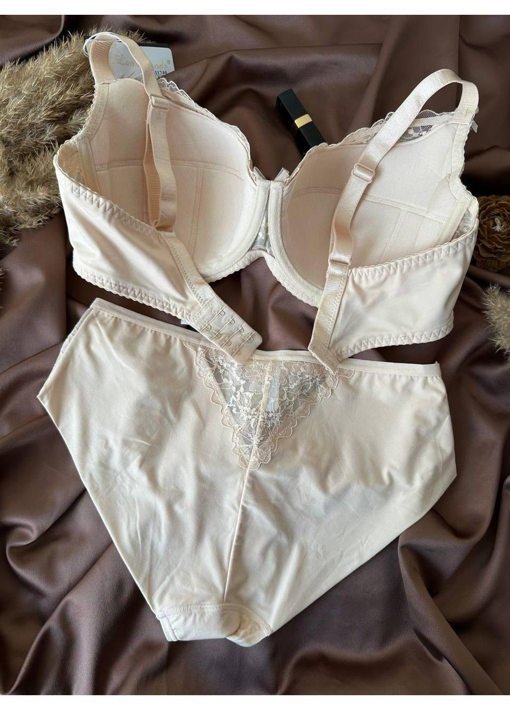 Бежевый комплект бюстгальтер и кружевные трусики 11740 бежевый Lanny Mode