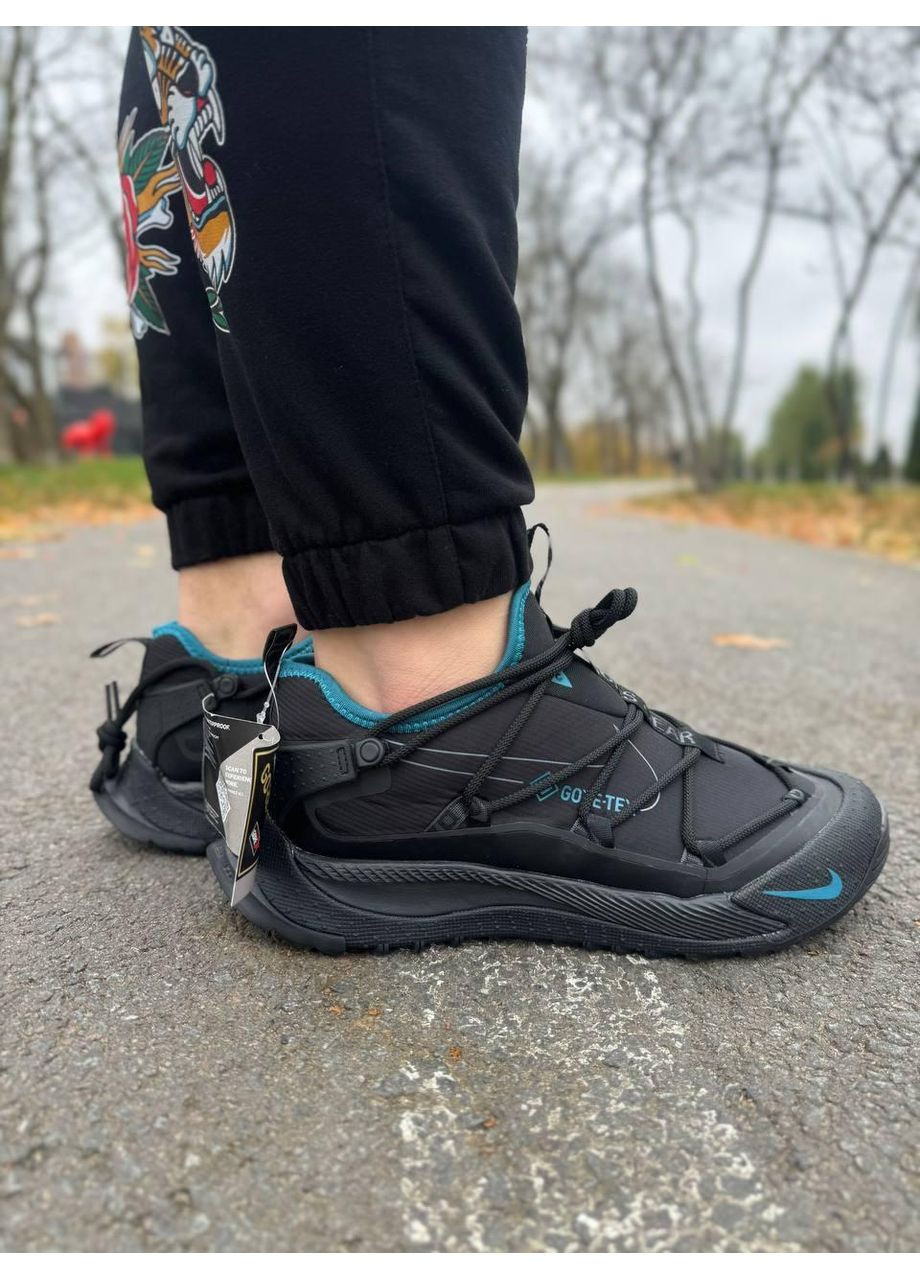 Чорні Осінні кросівки чоловічі nike acg mountain fly low black blue gore-tex termo найк асж маунс флай No Brand