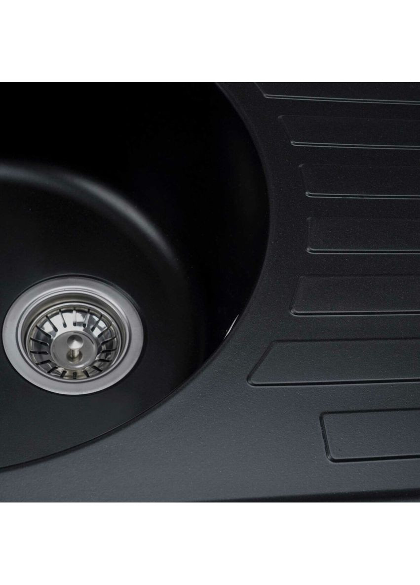 Гранитная мойка для кухни 7750 LIRA матовая Черная Valeso (336937486)