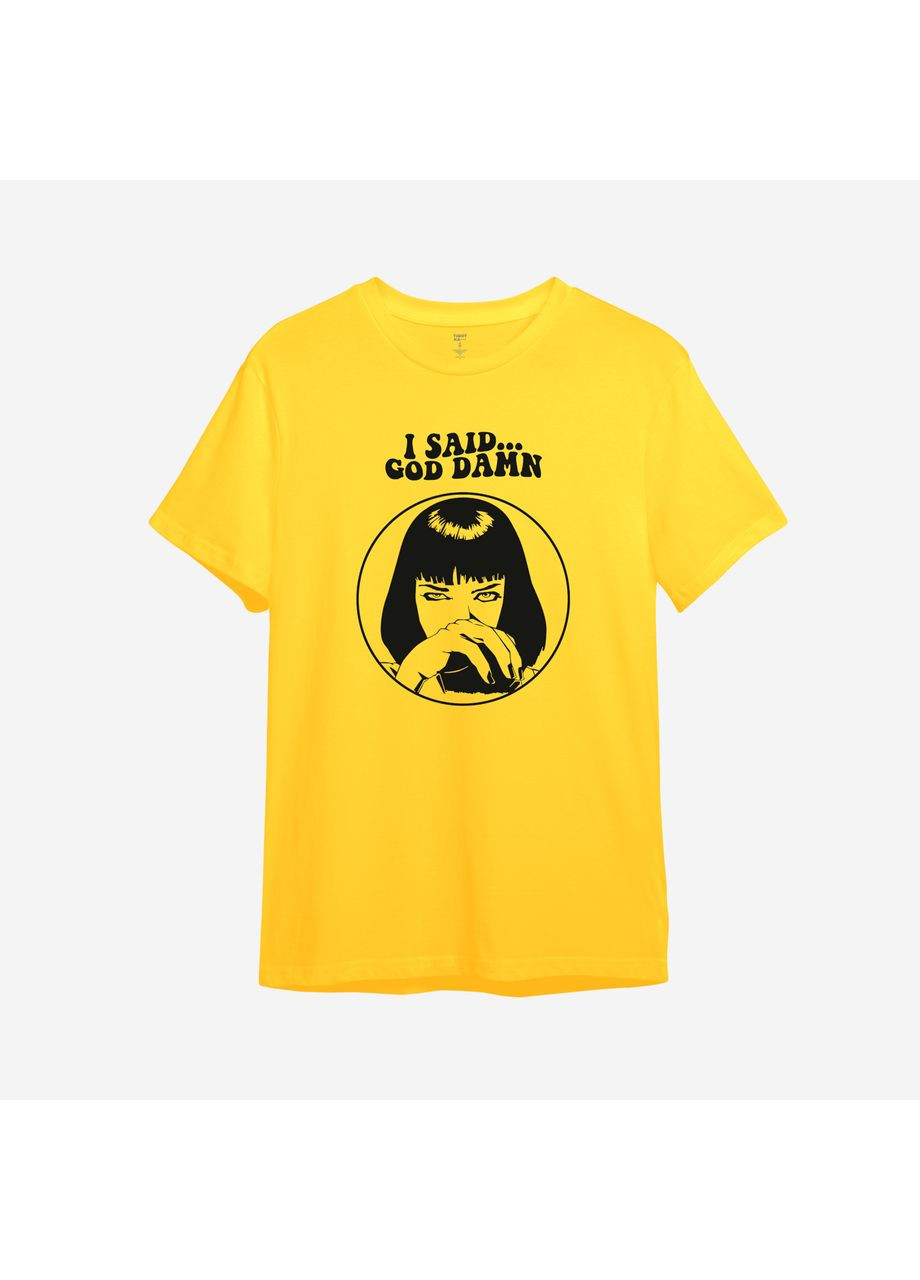 Жовта демісезонна дитяча футболка з принтом "i said... god damn". pulp fiction (10296707604) ТiШОТКА