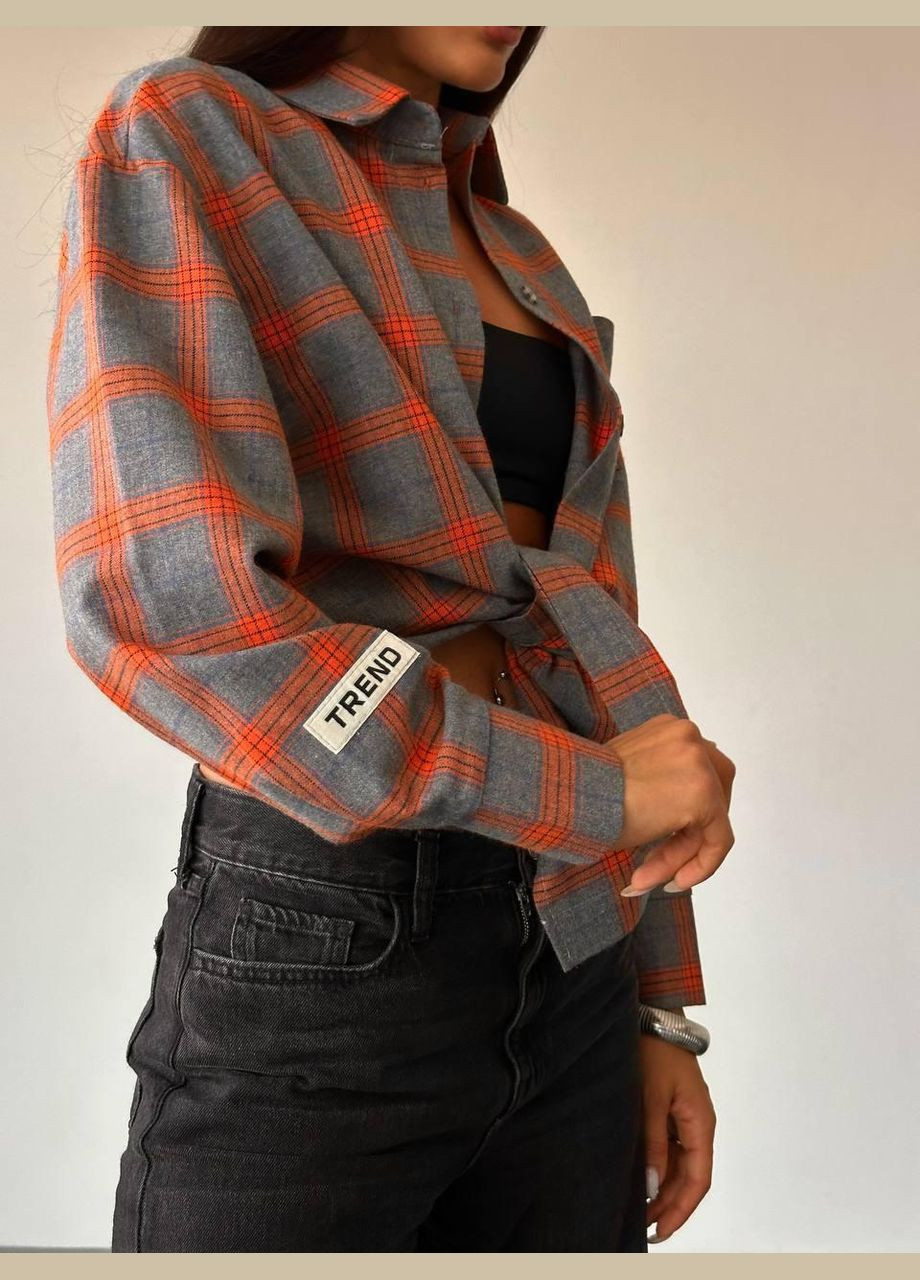 Оранжевая кэжуал рубашка в клетку JUGO с длинным рукавом