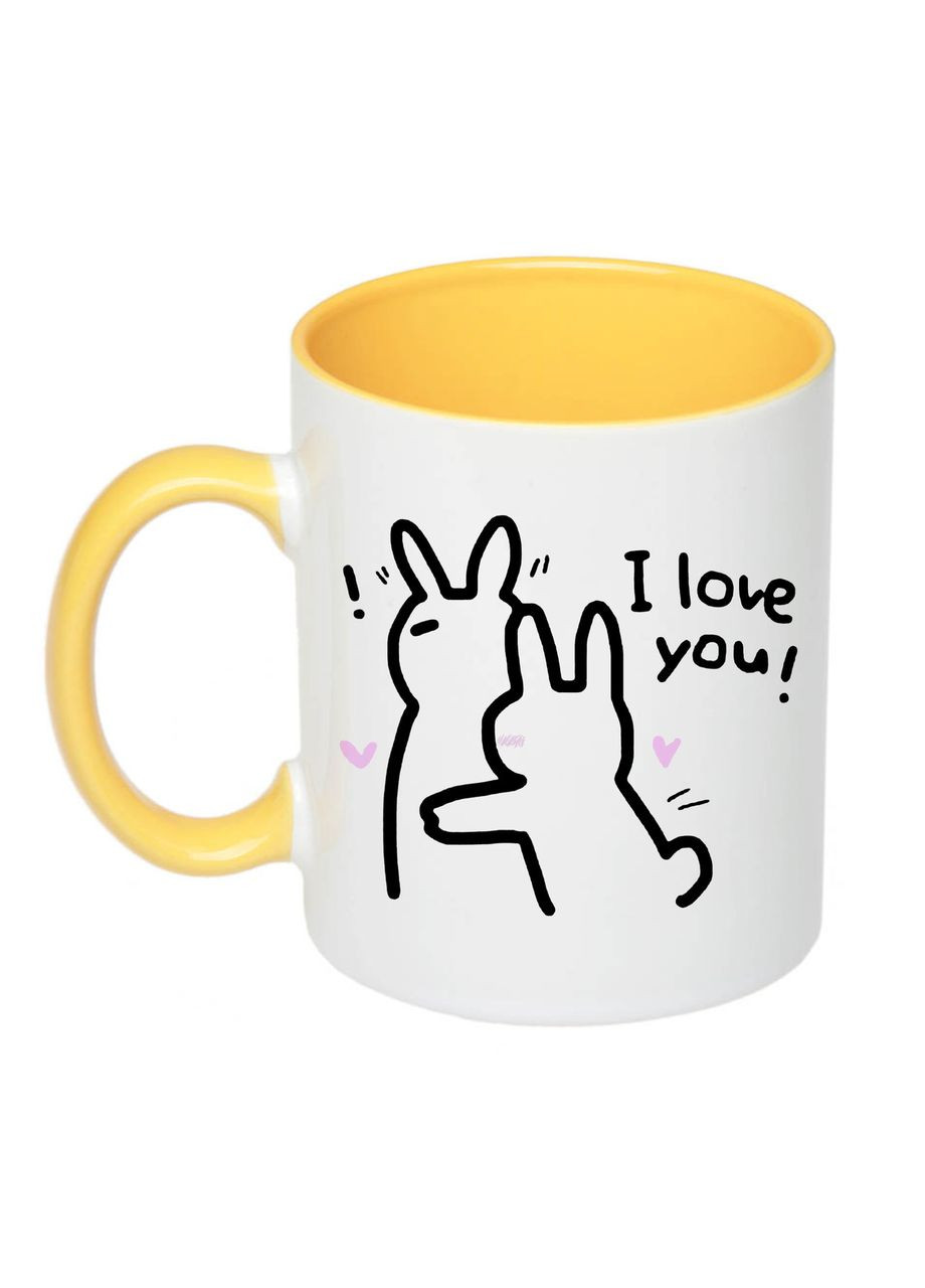 Чашка с принтом "I love you" 330мл (цвет жёлтый) (18705) No Brand (312487389)