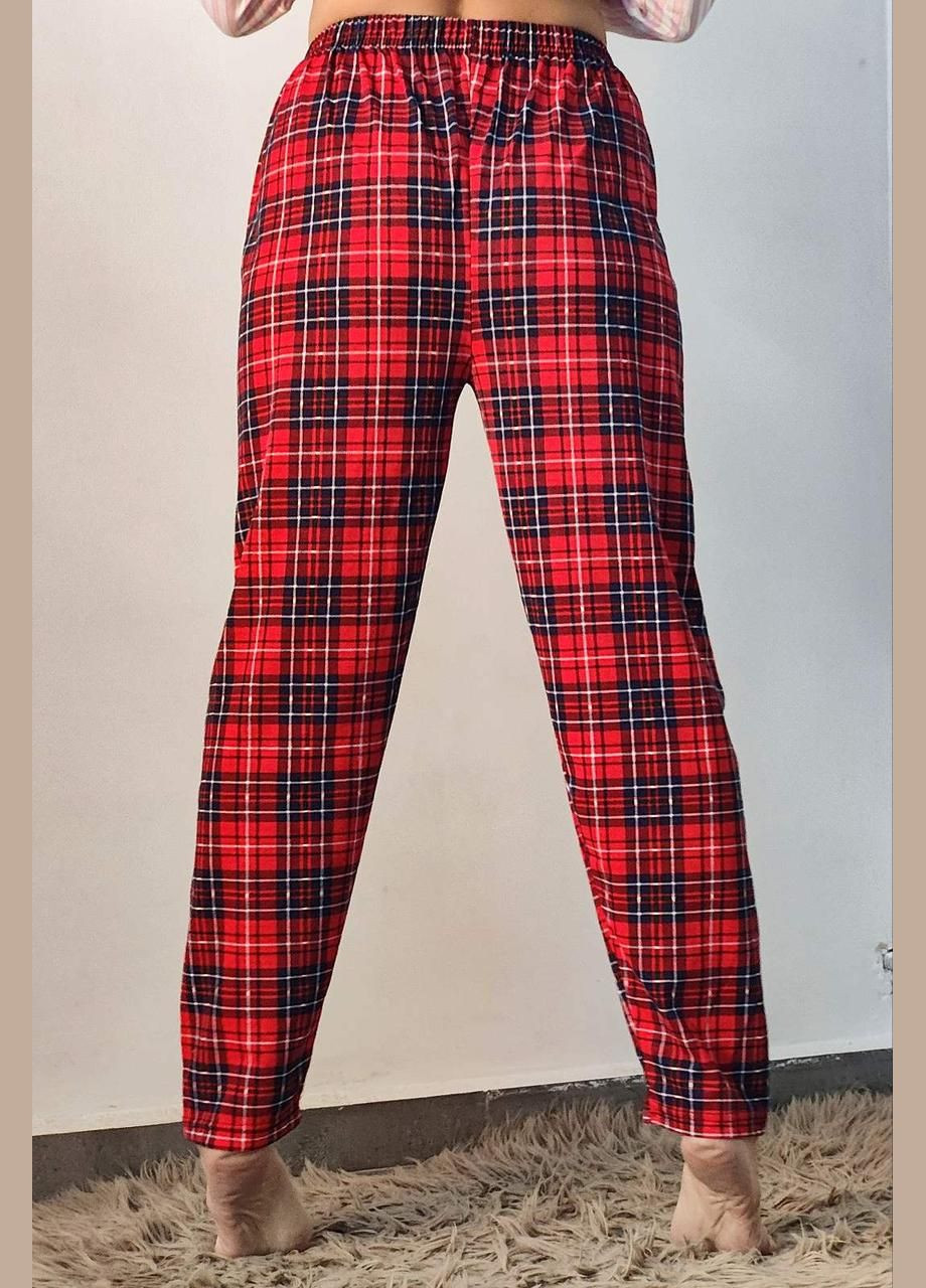Женские домашние штаны из хлопка в клетку красные Турция Rinda Pijama (281328266)