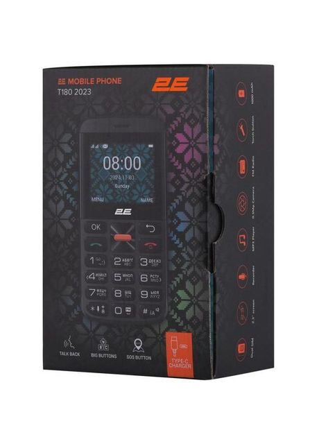 Мобільний телефон (бабушкофон) T180 MAX Black (688130251051) 2E (330029925)