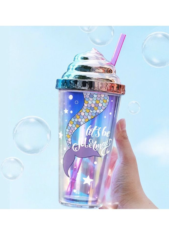 Стакан с трубочкой Lets He Mermaid 7383 420 мл розовый No Brand (322030940)