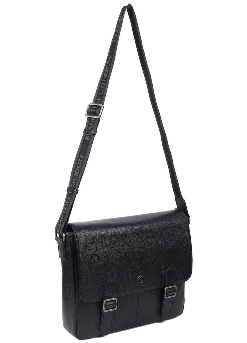 Сумка чоловіча через плече шкіряна портфель для документів А4 планшет в дорогу для телефону Чорний 34320 Brampton London (331862440)