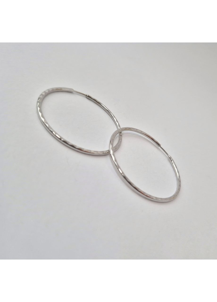 Срібні сережки кільця Конго з насічками 35 мм срібло 925 проби Родоване 003/3.5 2.24г Nobrand (366339875)