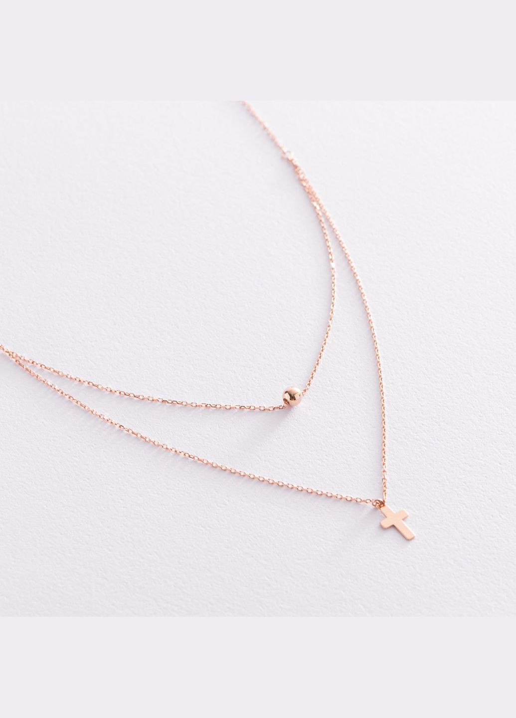 Подвійне золоте кольє Хрестик і кулька кол01922 45 Oniks (264023378)