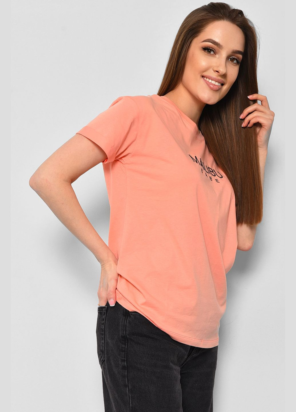 Коралова літня футболка жіноча коралового кольору Let's Shop