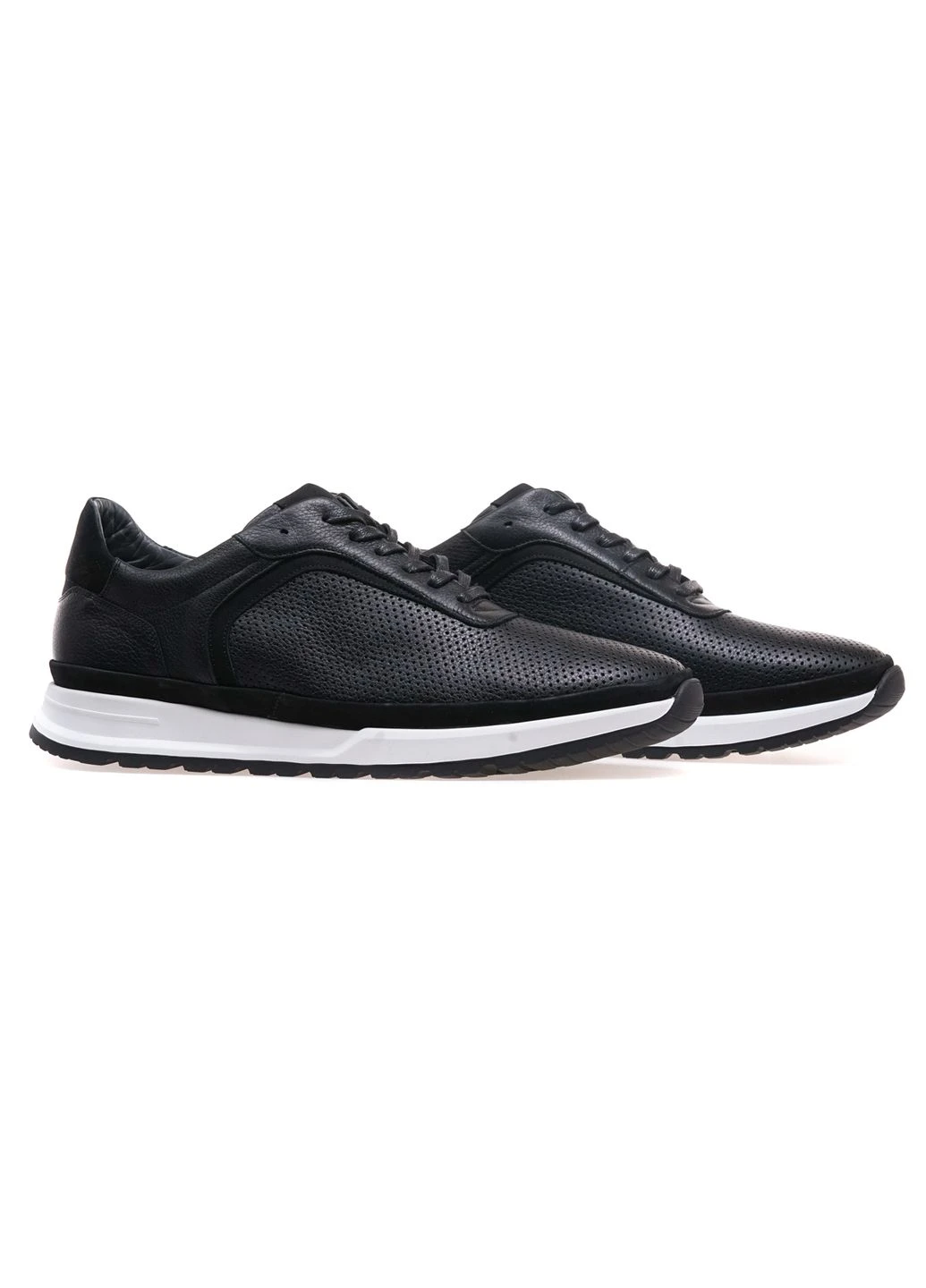 Черные летние кроссовки мужские 542-1/black lthr Ikos