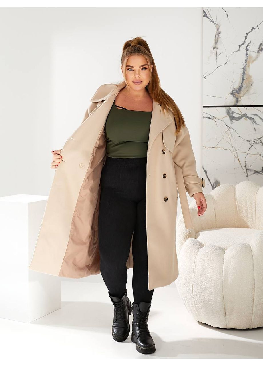 Молочне демісезонне Пальто жіноче кашемірове довге двобортне демісезон двобортне No Brand