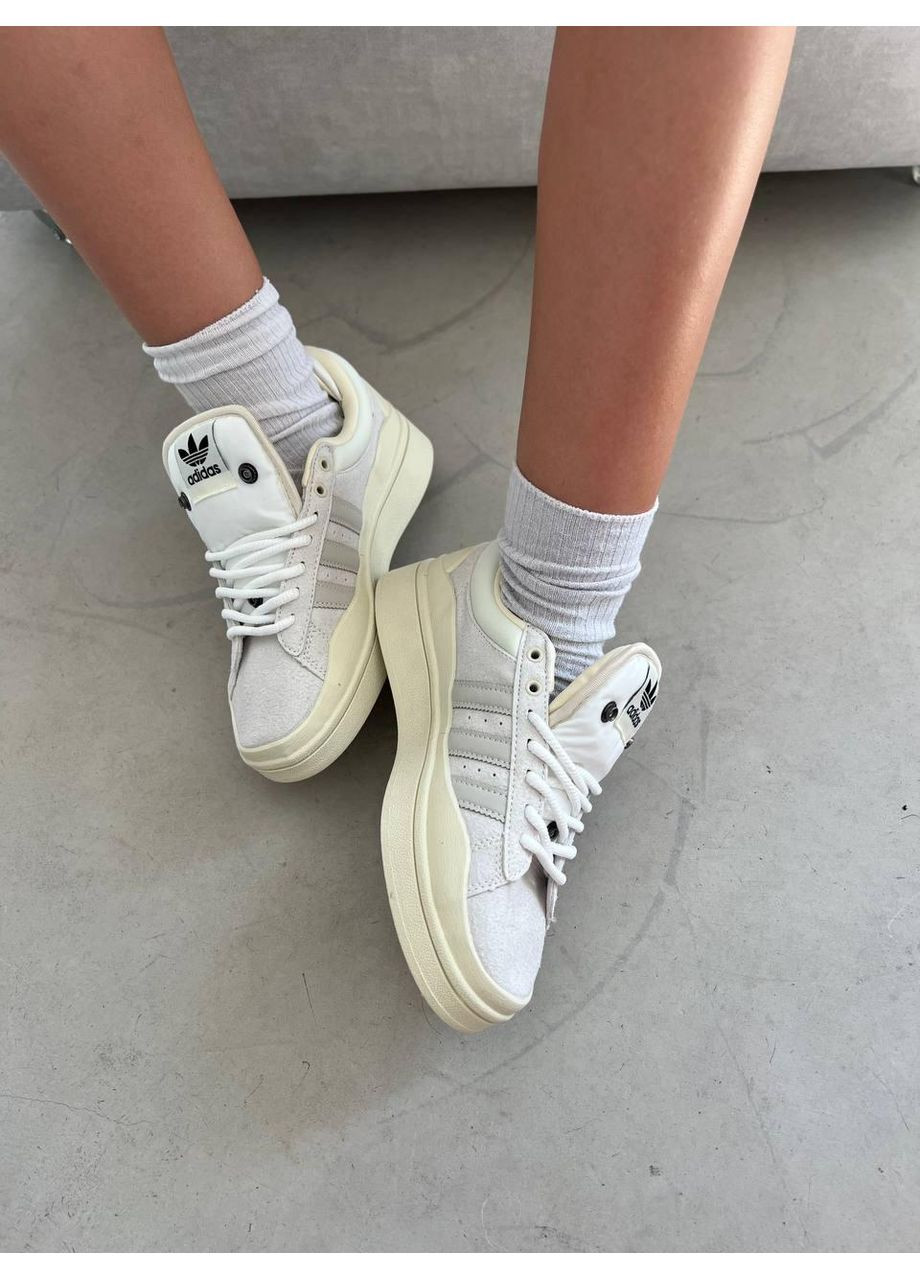 КРОССОВКИ ЖЕНСКИЕ ADIDAS CAMPUS X BAD BUNNY BEIGE V2 АДИДАС КАМПУС No Brand бежевые демисезоны (367176345)