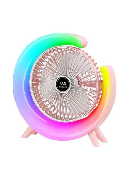 Настільний акумуляторний вентилятор з RGB-підсвіткою та роз’ємом USB Type-C ART 33278 (21833) No Brand (382818284)