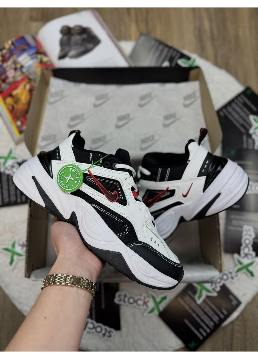 Білі літні кросівки nike m2k white black red найк м2к No Brand