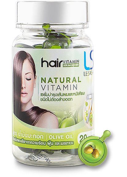 Тайські капсули для волосся з оливковою олією Hair Serum Vitamin Olive Oil (флакон) 20шт (1149745-175204) Lesasha (368633542)