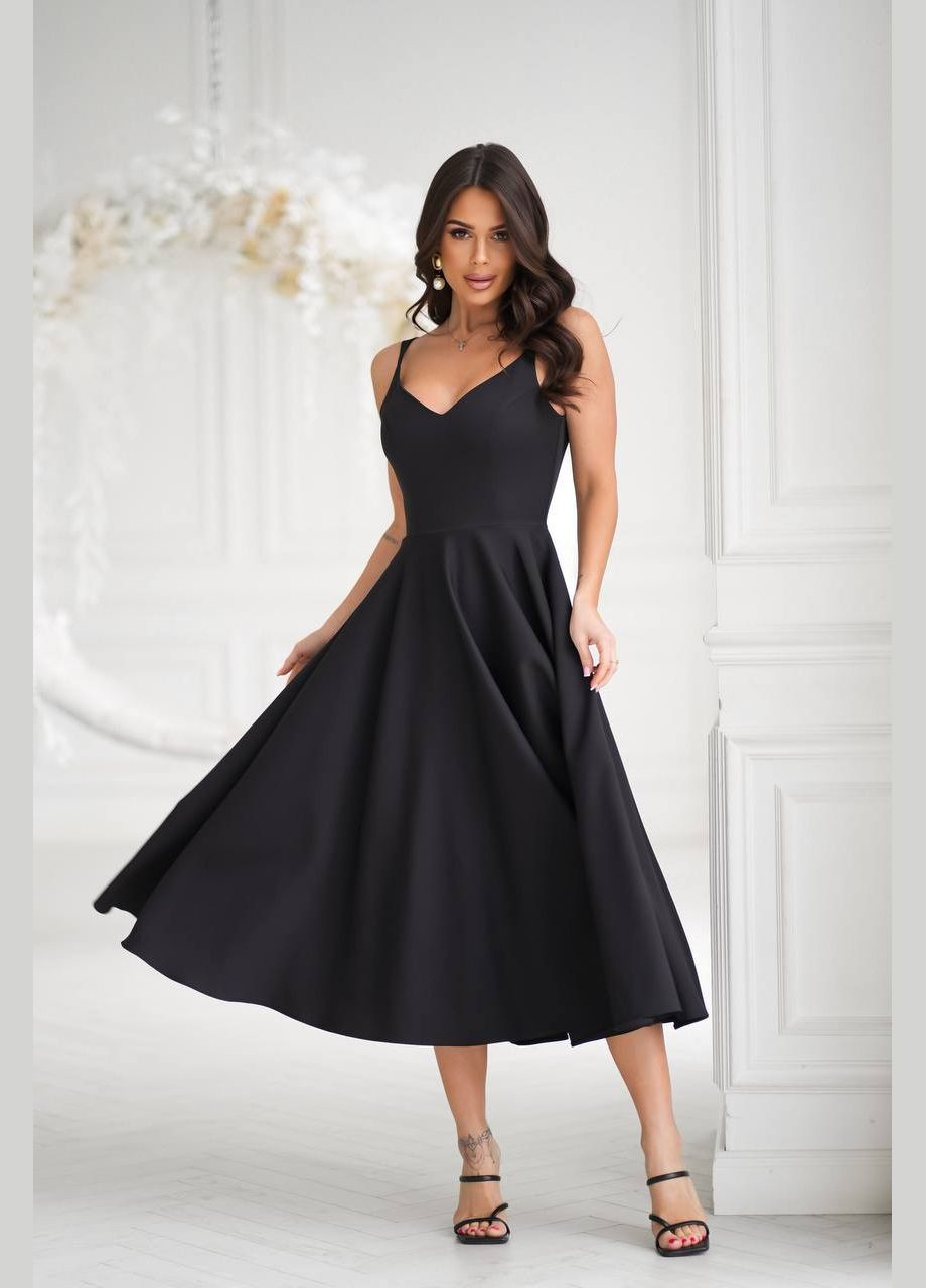 Чорна святковий, вечірня сукня бебі долл, з спідницею-сонце, з відкритими плечима Garna однотонна