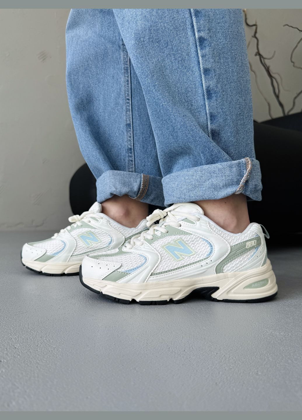 Кроссовки женские New Balance 530 Beige Mint | Нью Беланс 530 бежевые No Brand бежевые демисезоны (342059651)