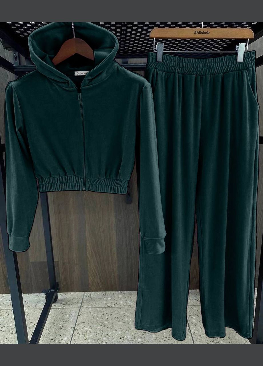 Женский велюровый костюм с высокой посадкой No Brand Б1436/1437-001/5 (348361324)