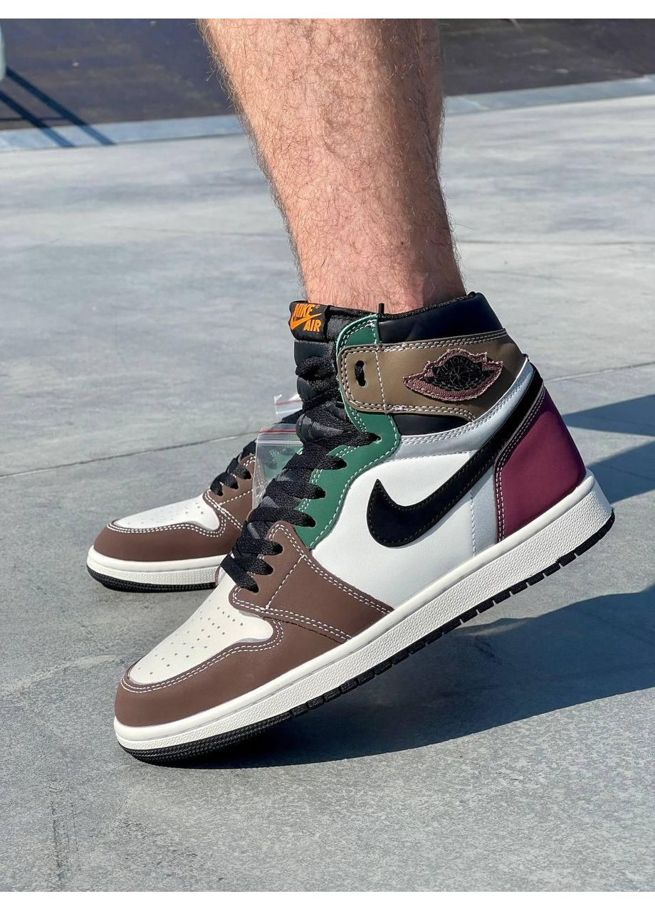 Цветные демисезонные кроссовки мужские nike air jordan 1 high og hand crafted найк аир джордан No Brand