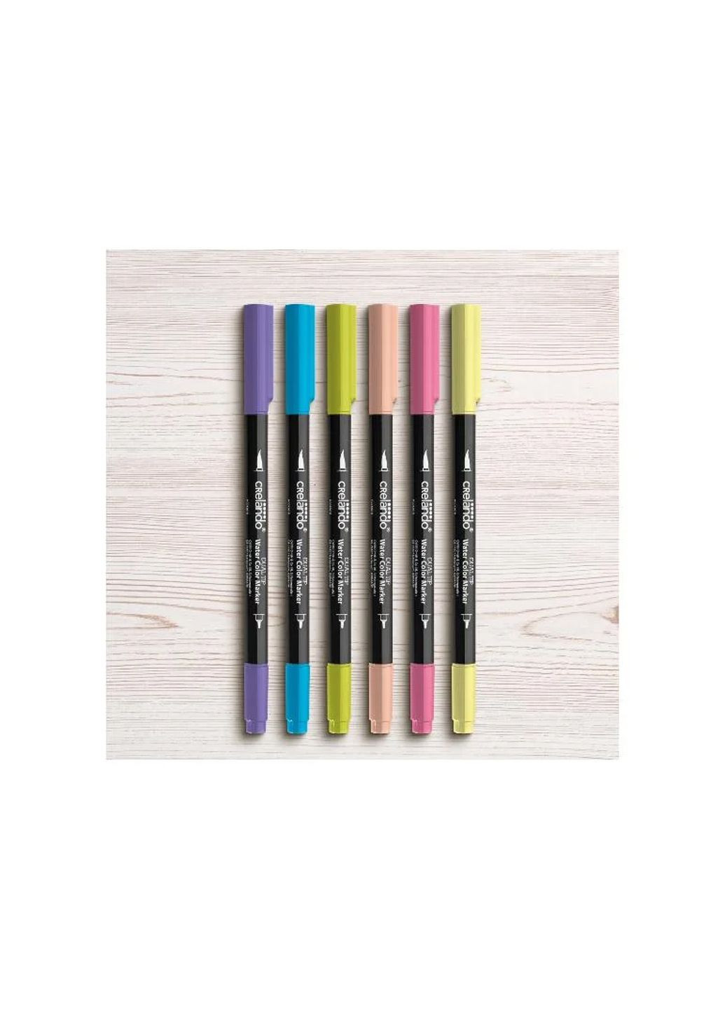 Акварельні маркери двосторонні 6 шт комбінований Crelando (328446229)