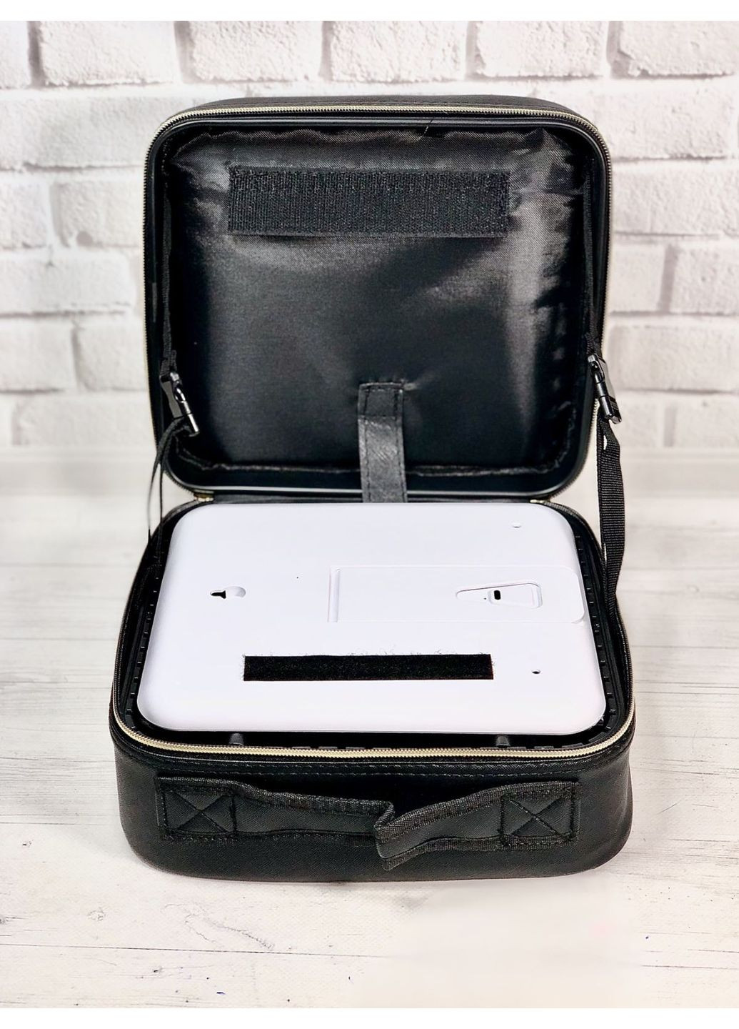 Сумка для косметики зі знімними перегородками з дзеркалом (3 режими підсвічування на акумуляторі) 0915, шкірозамінник YRE (351377995)