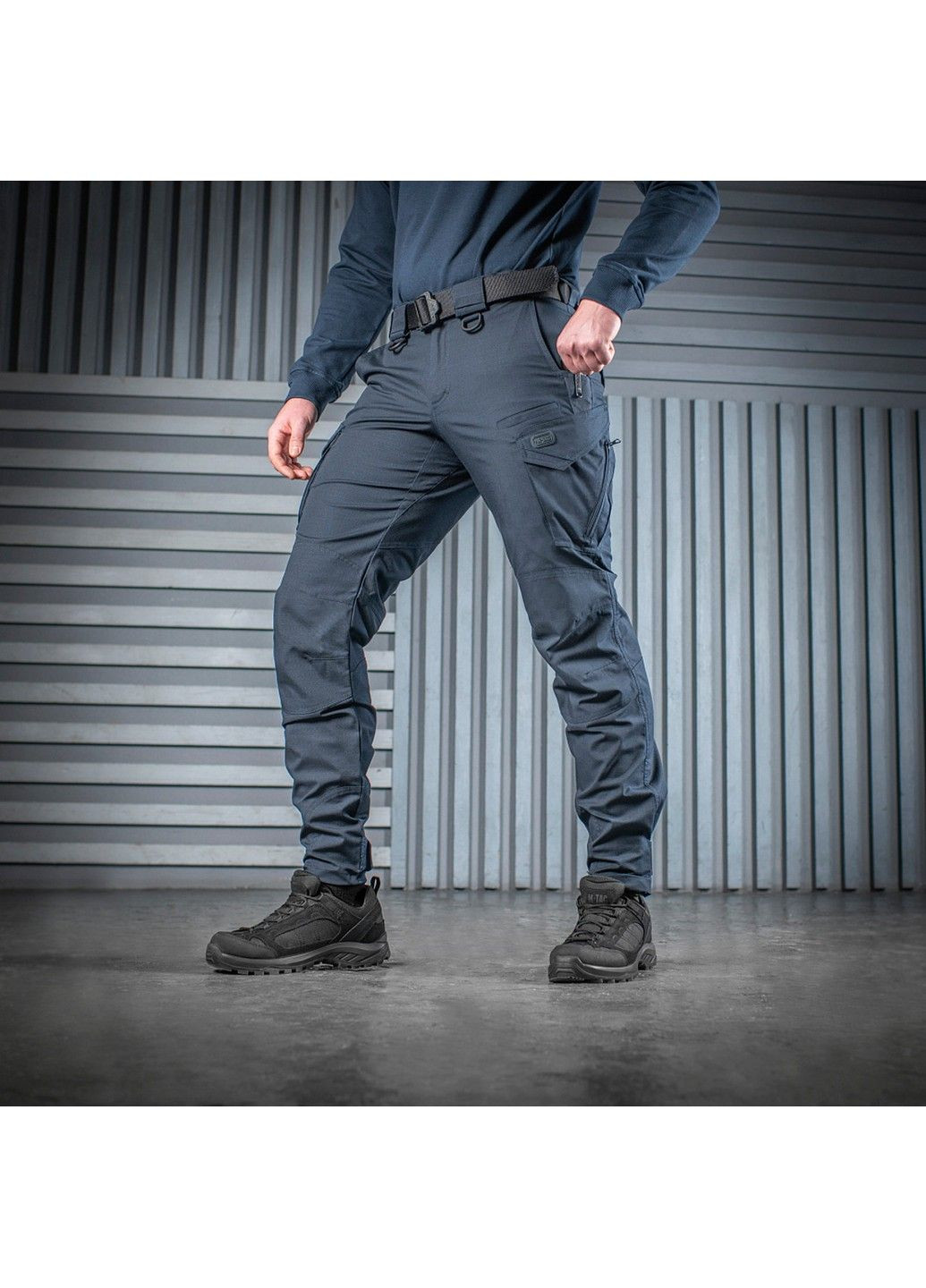 Темно-синие спортивные, повседневный, кэжуал демисезонные брюки M-TAC
