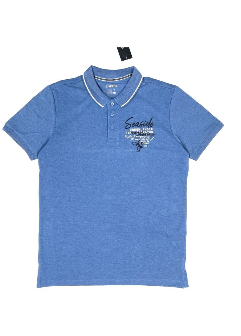 Синяя футболка-поло из хлопкового пике для мужчины lidl 371351 Livergy