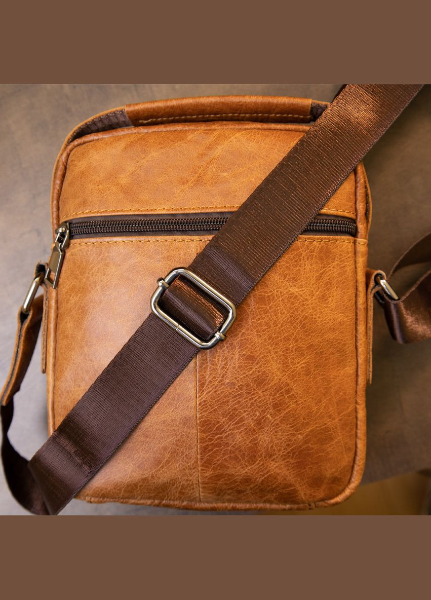 Мессенджер з отвором для навушників чоловічий 20416 Рудий Vintage (298921005)