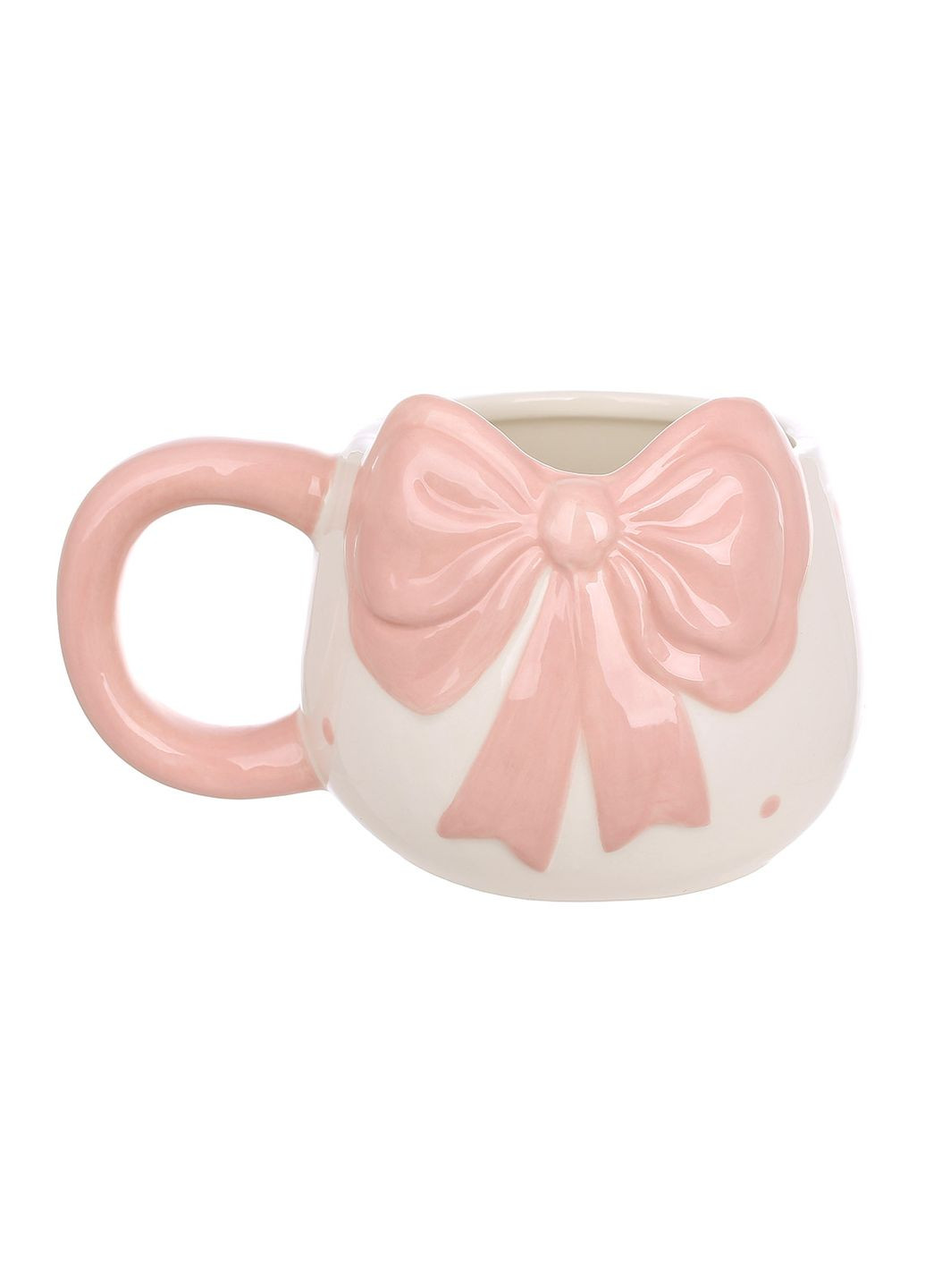 Кружка керамическая Бант 400мл, розовая с белым Home Decor (350627913)