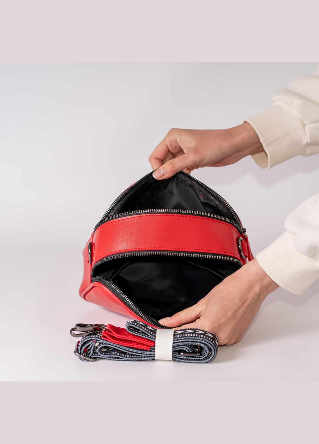 Сумка женская Кросс боди функциональная красная из экокожи NIUNIU (340239645)