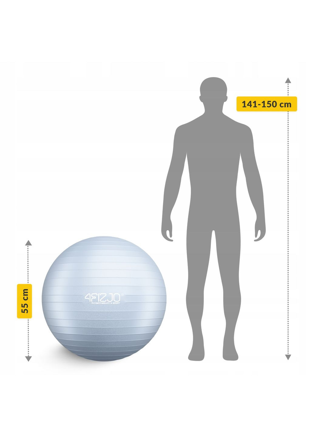 Мяч для фитнеса (фитбол) 55 см Anti-Burst Grey () 4FIZJO P-5905973404747 (345714767)