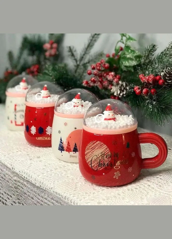 Чашка з кришкою Різдвяні свята кераміка (8030-226) Olens (326784833)