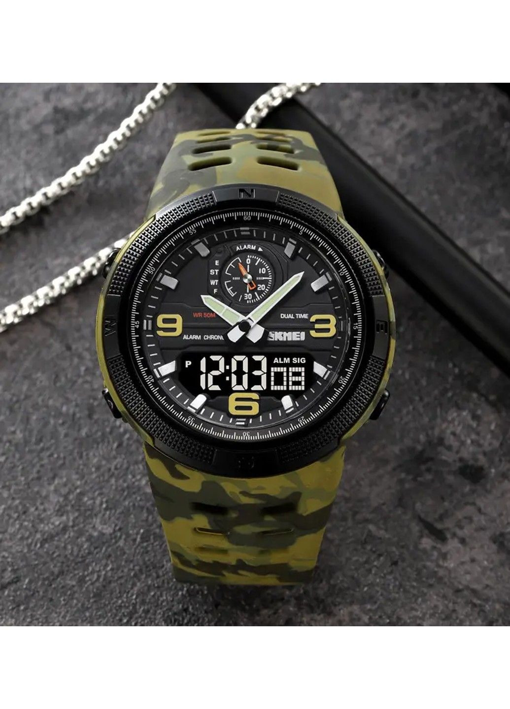 Мужские спортивные часы 1655 (Камуфляж с черным табло) Skmei (314483219)