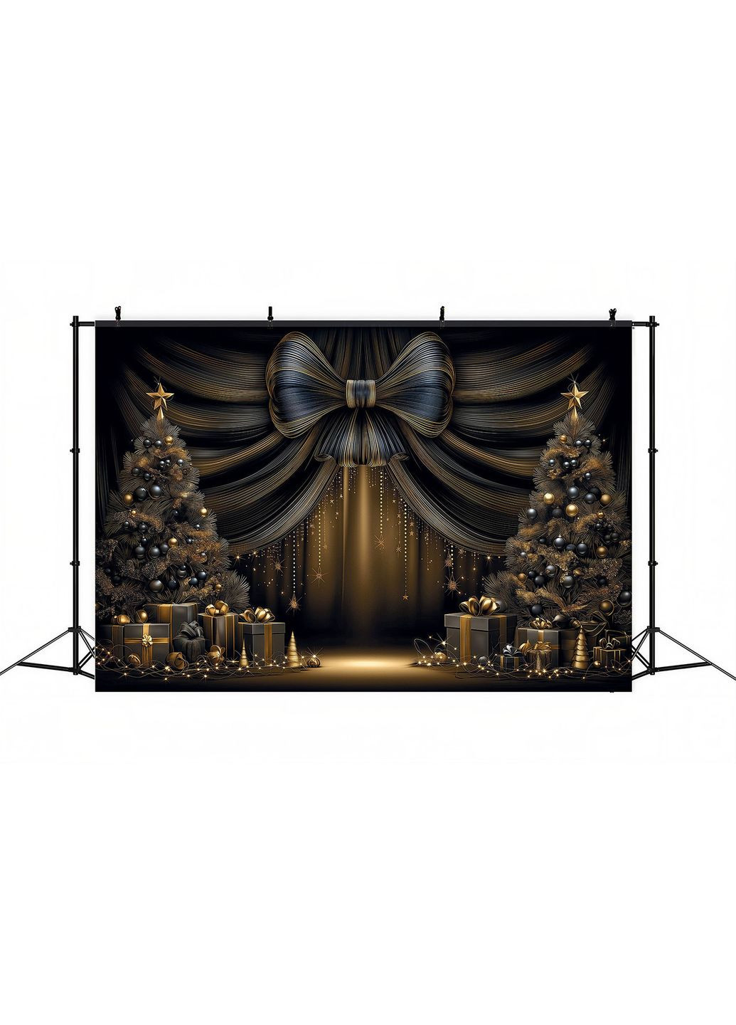 Новорічний банер Чорне золото з ялинками і бантом – №46506 Vinylpex (369930287)