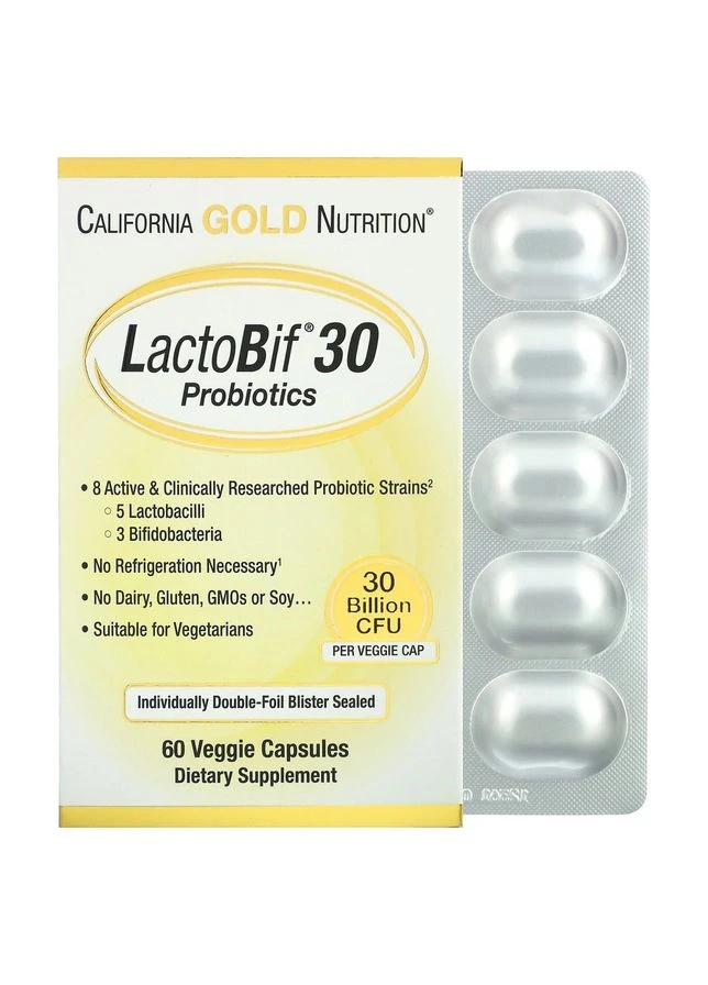 Пробіотики і пребіотики LactoBif 30 Probiotics, 60 вегакапсул California Gold Nutrition (324418662)