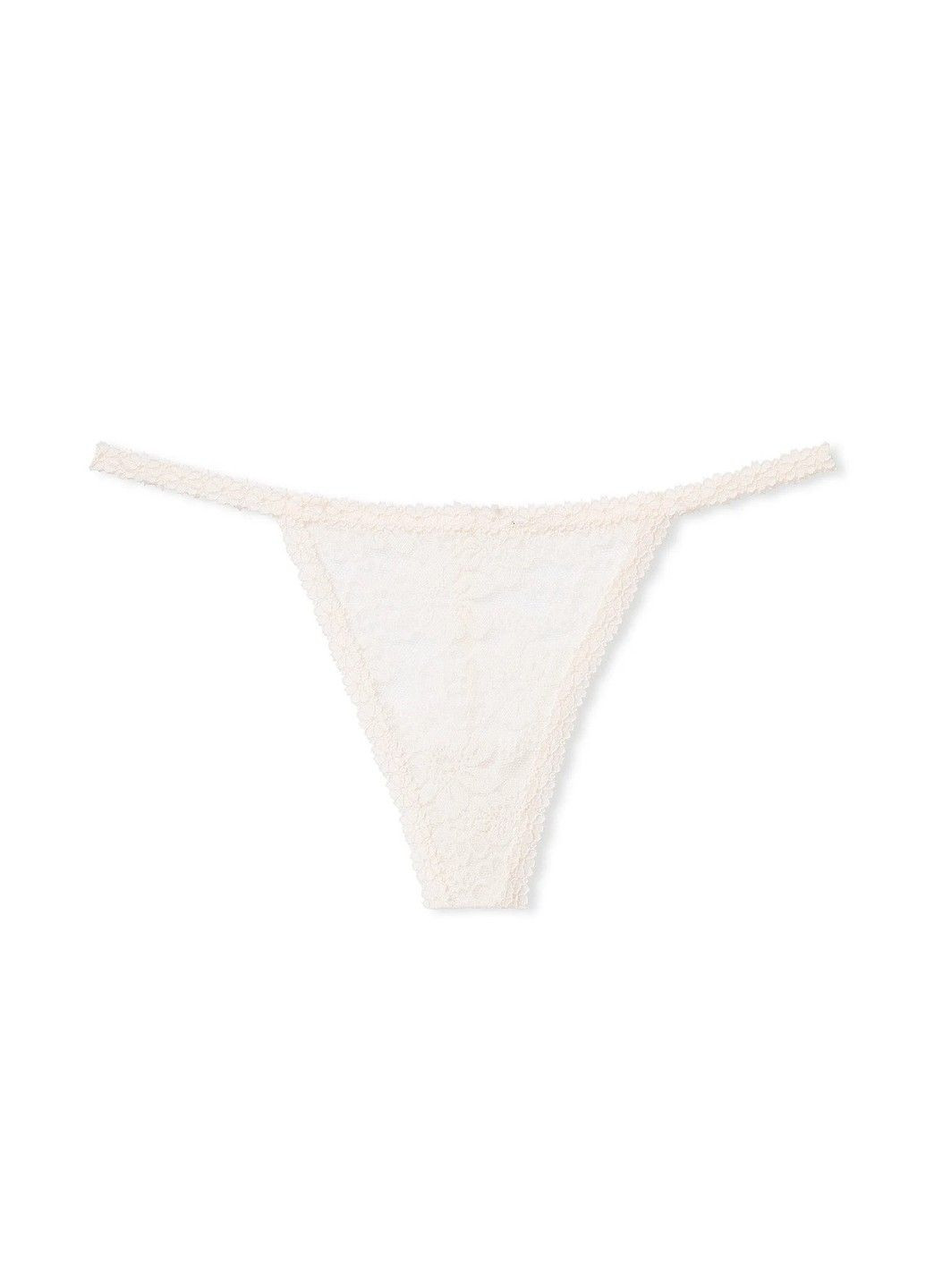 Трусики-стринги женские кружевные PINK Wink V-String Panty белые Victoria's Secret (351385823)