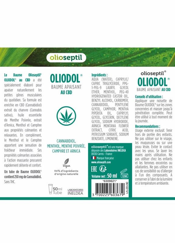 Бальзам Олиосептил Олиодол c CBD / OLIODOL - Снимает боль в мышцах спины, шеи, ног, 50 мл (OL31) Olioseptil (315765114)