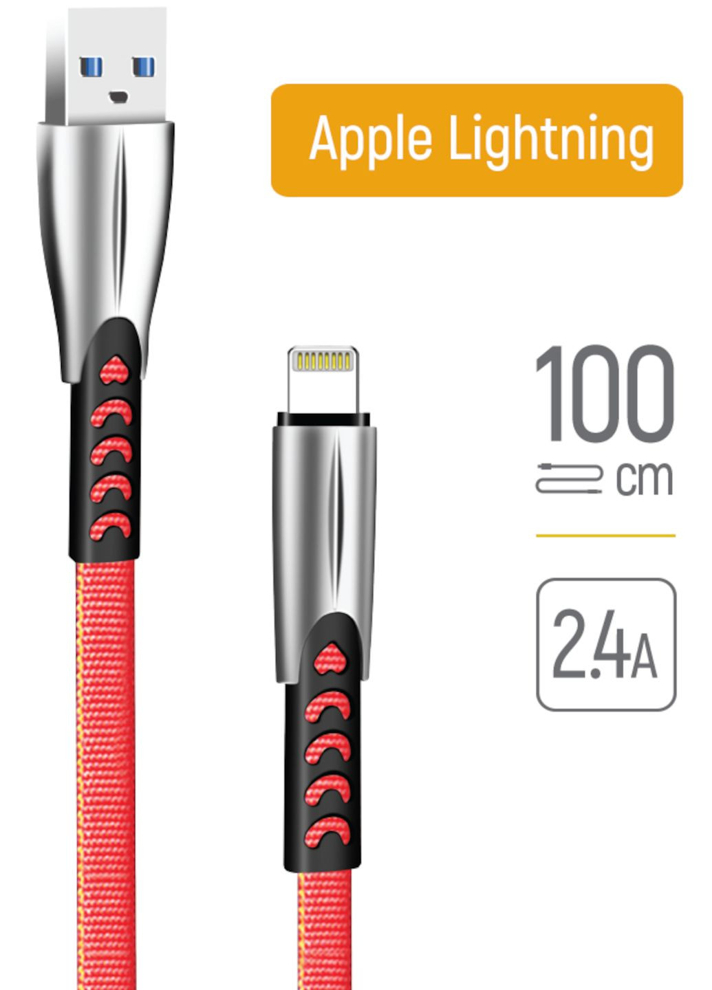 Кабель/шнур для Айфона (iPhone 11/12/13/14) Lightning, 1 метр, червоний, в нейлоновому обплетенні Colorway (355267361)