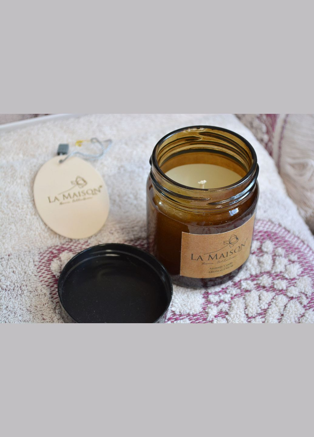 Подарочный набор полотенец, 3 шт. со свечой La Maison (302899971)