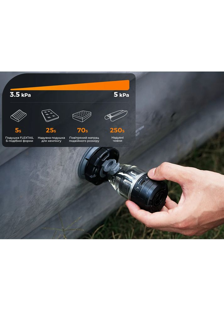 Насос-ліхтар кемпінговий Max Pump 3, чорний Flextail (353503036)