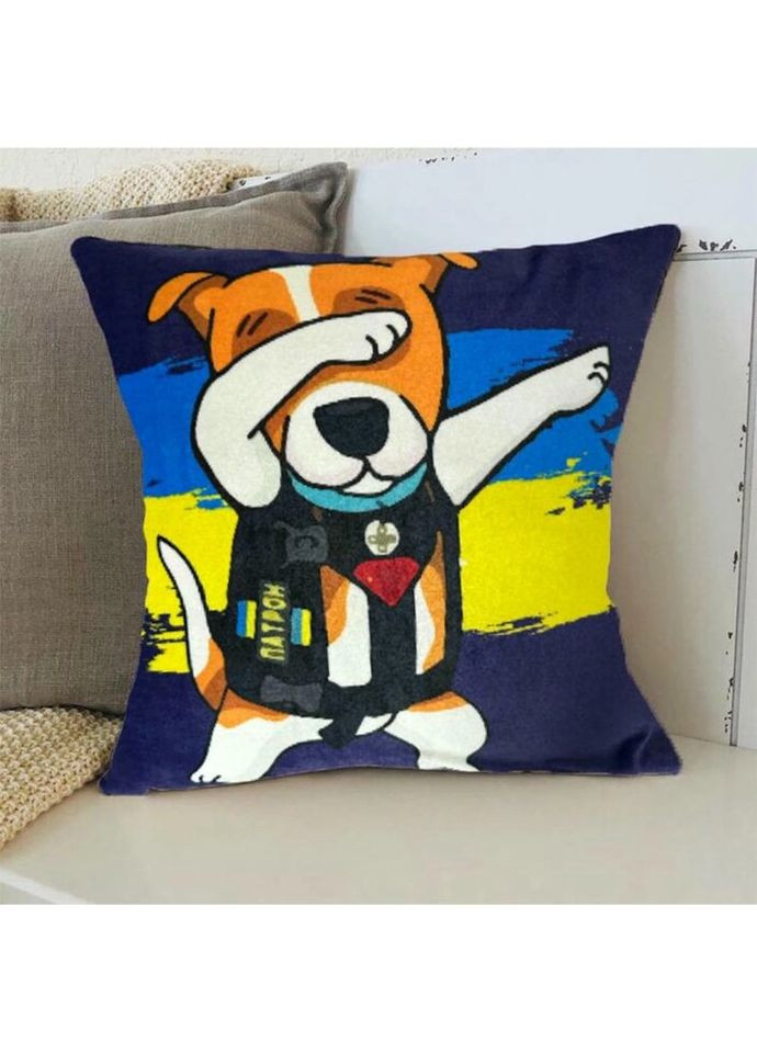 Подушка патриотическая 3D "Пес Патрон" 2719_D 12762 35х35 см синяя Fashion (297158831)