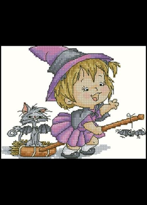 Набор для вышивки крестиком. Размер: 14*11 см. На метле Лоскуток (315361341)