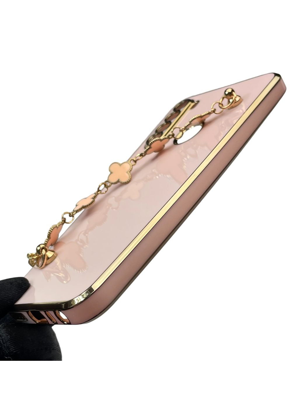 Чохол для телефона Redmi Note 8T жіночій із ремінцем з прикрасами та золотою окантовкою на сяомі редмі нот 8т пудровий gs1 Xiaomi (366236639)