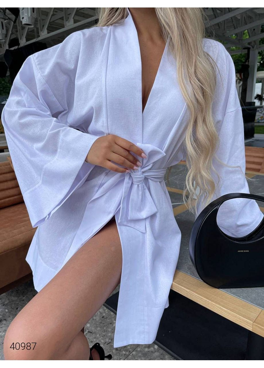 Белое повседневный летнее платье кимано Byron однотонное